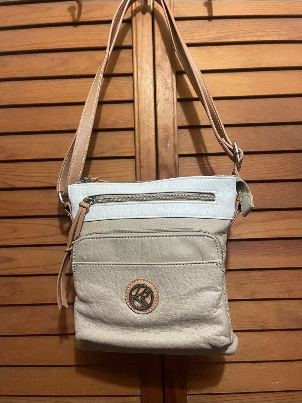 Karl Lagerfeld Two-Tone Cream and Tan Crossbody Bag